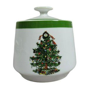 Yule Tide Christmas Tree Sugar Bowl With Lid